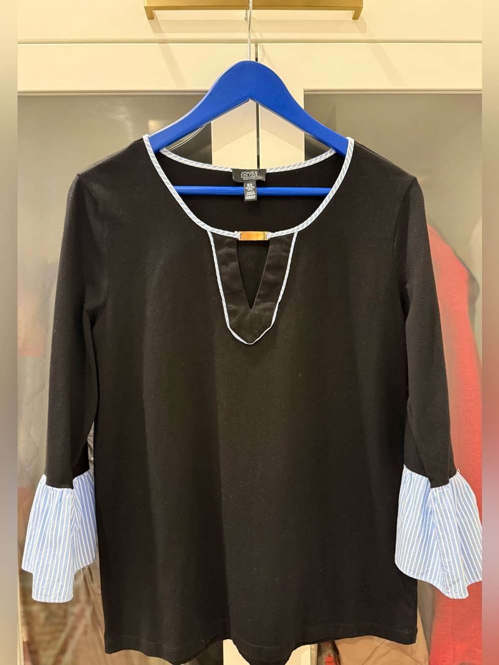 Jones New York Signature Contrast Bell Sleeve Top Size XL